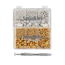 خليط من الرش السكري الفضي - حبات حلوى قابلة للأكل مع قلم رش ذو 4 مخالب، 118 جرام/4.16 أونصة، عبوة هدايا، ديكورات كعكة، إضافات آيس كريم وزينة البسكويت، لوازم حفلات الزفاف وعيد الميلاد