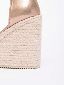 Platform Thick Bottom Waterproof Wedge Hemp Rope Roman Sandals - Champagne - View 9