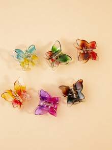 爪夹 6 件渐变色双层蝴蝶发夹，简约百搭发饰，优雅公主发夹，学校用品，大学