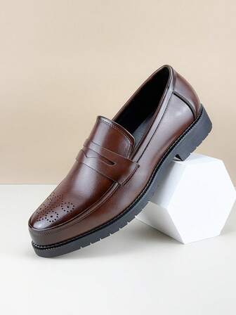 Brogue Designer Men's Slip On Loafers Luxury Elegant Gentlemen's Social Shoes Soft Comfortable Non Slip Wear-Resistant Soles Daily Casual Men's Shoes Thick Sole Height Increasing Business Formal Shoes Versatile Office Parties Wedding Fashion Groom's College Holiday Gifts Spring Summer Autumn Plus Size Men's Shoes 2025 New