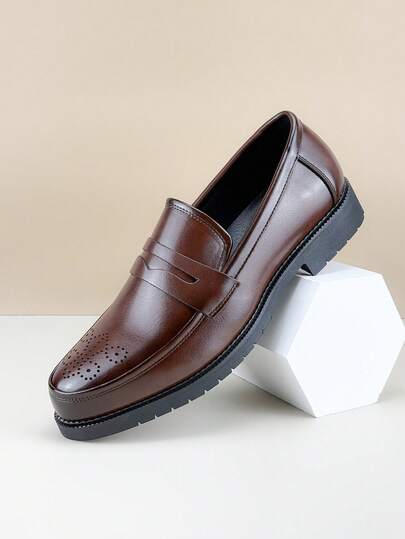 Brogue Designer Men's Slip On Loafers Luxury Elegant Gentlemen's Social Shoes Soft Comfortable Non Slip Wear-Resistant Soles Daily Casual Men's Shoes Thick Sole Height Increasing Business Formal Shoes Versatile Office Parties Wedding Fashion Groom's College Holiday Gifts Spring Summer Autumn Plus Size Men's Shoes 2025 New