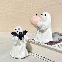 Resin Ghost & Bat & Pumpkin Statue, Suitable For Indoor/Outdoor Halloween Decor And Gift Home Decor Fall Decor Room Decor
