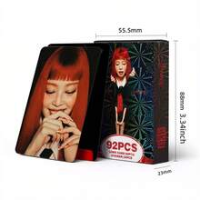 Cartas coleccionables premium de Black Pink | Edición limitada OT4 | Condición de menta con fecha límite | Mercancía KPOP rara Edición de gira mundial Cartas coleccionables KPOP Mercancía 124 piezas de cartas láser (incluidas 64 pegatinas) Cartas LOMO - Multicolor - Ver 9