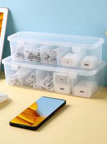 1 pieza Caja de plástico transparente multifuncional - Contenedor de gran capacidad, adecuado para organizar ropa interior, calcetines, cuentas, manualidades, joyas, lazos para el cabello, pintura de diamantes, bolsitas de té, café instantáneo, sobres de azúcar, auriculares, cables, cargadores, señuelos de pesca y pequeños artículos. Clasificación y almacenamiento para el escritorio de la oficina, la mesa del hogar, el gabinete de noche, a prueba de polvo y resistente al agua