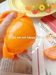 1 pieza Pelota de estrés con forma realista de naranja exprimible, juguete apretable y creativo, artículo novedoso anti-estrés - Multicolor - Ver 9