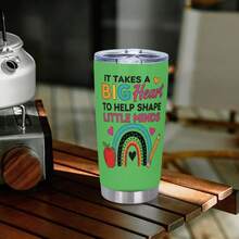 Teacher Tumbler - It Takes A Big Heart To Shape Little Minds, Inspirational Teacher Mugs, Teachers Appreciation Gifts Men Women - 20oz Teachers Appreciation Cup For Christmas Birthday Back To School, Best Gift - 軍綠色 - 查看 3