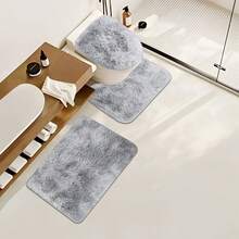 Juego de 3 piezas de alfombras de baño que incluye alfombra de baño, alfombra contorneada y tapa de inodoro, lavable a máquina, de microfibra súper suave y antideslizante con respaldo antideslizante, decoración de baño para el hogar en color rosa, alfombra de piso, alfombra de entrada, decoración de otoño, accesorios de baño, decoración de entrada para volver a la escuela