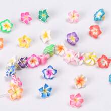 10/60/100 Pcs Polymer Clay Flower Beads 3D Plumeria Floral Small Spacer Beads Cute Flower Charm Beads 15-16mm For Crafts DIY Jewelry Making Supplies