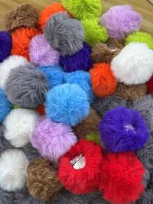 1 pieza Pasador de ropa con imitación de cola de conejo, modelo de bola de pelo esponjoso, accesorio decorativo de conejo de peluche lindo - Multicolor - Ver 3