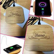 Personalized Bamboo 15W Wireless Charger Custom Engraving Text, Wedding Gift Anniversary Custom Charger Gift, Personalized Gift For Boyfriend - Best Man Customized Gifts, Groomsmen Gift, Present For Dad Husband Boyfriend, Best Gift For Birthday, Wedding Anniversary, Valentine's Day, Father's Day