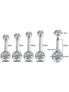 Stainless Steel Double-Headed Rhinestone Belly Button Ring, Stainless Steel Shiny Rhinestone Belly Button Ring, Simple And Shiny Gold, Suitable For Women's Daily Wear - Yellow Gold - View 9