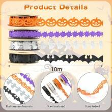 1/4pcs 10m Halloween Ribbon - Black, White, Orange, Purple - Pumpkin, Bat, Ghost, Net Craft Ribbon Decoration, Suitable For Parties, Gift Wrapping, DIY Wreaths, Bouquets, Decoration Home Decor Halloween Decor Fall Decor Room Decor Autumn Decor