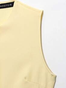 Vestido sin mangas con cuello redondo, decoración de botón delantero y cinturón de cintura, nueva llegada de verano de Seelio para mujer