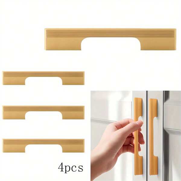 4 pièces Poignées de tiroir en alliage d'aluminium de 128 mm, poignées d'armoire de cuisine, boutons de meuble, quincaillerie de poignée de porte