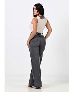 Wideleg Atomica Jeans - grafite - Visão 4