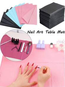 10/100片装防水美甲贴纸，三层可折叠一次性美甲练习垫，美甲沙龙专用（多种颜色可选） - 彩色 - 查看 3