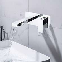 WANLECY Unterputz Wasserhahn Armatur Mischbatterie Wand Waschtisch Badarmatur Wasserfall - Silber - Übersicht 4