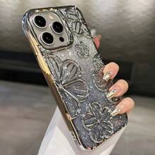 Glitter Electroplated Retro Personalized Hollow Three-Dimensional Oil Painting Flower Anti-Drop TPU Dopamine Case Suitable For IPhone Models IPhone11, IPhone13, IPhone14proMax, IPhone14, IPhone15, IPhone15proMax - hồng - Xem 9