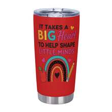 Teacher Tumbler - It Takes A Big Heart To Shape Little Minds, Inspirational Teacher Mugs, Teachers Appreciation Gifts Men Women - 20oz Teachers Appreciation Cup For Christmas Birthday Back To School, Best Gift - 紅色 - 查看 1