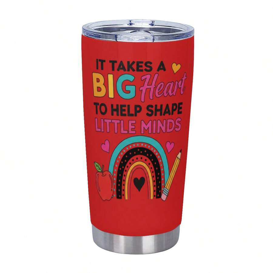 Teacher Tumbler - It Takes A Big Heart To Shape Little Minds, Inspirational Teacher Mugs, Teachers Appreciation Gifts Men Women - 20oz Teachers Appreciation Cup For Christmas Birthday Back To School, Best Gift - 紅色 - 查看 1