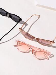 3pcs Cateye Glasses, High-End Stylish Design For Daily Wear And Travel - Multicolor - View 4