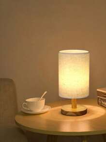 1 件复古亚麻灯罩 USB 供电 LED 木质台灯，适用于家庭客厅卧室书桌床头照明装饰 - 多色 - 查看 6