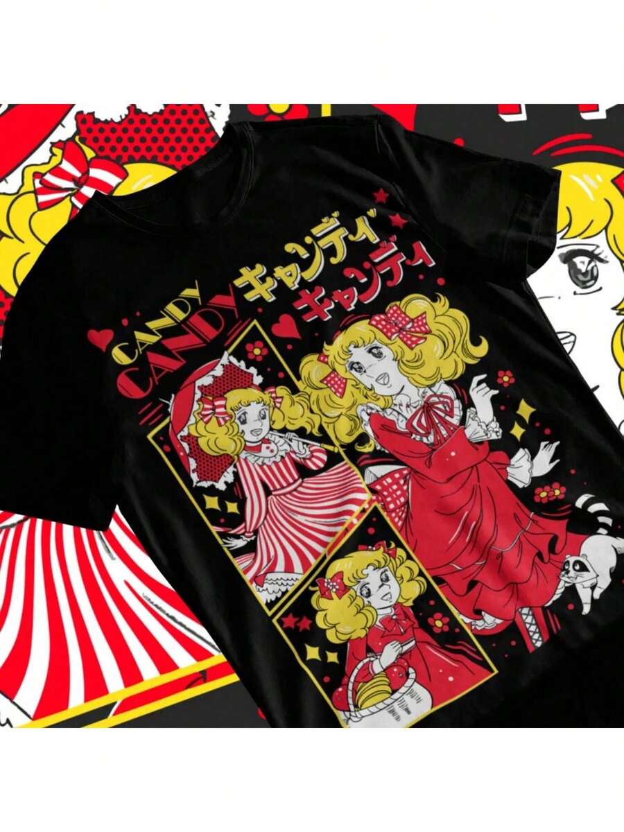 Candy Candy T-Shirt,Shojo,Riyoko Ikedarose Of Versailles,Kawaii Anime,All Sizes - đen19 - Xem 1