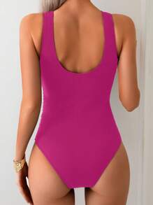 Costume da bagno intero a righe raccolto, stile europeo e americano, aderente, adatto per la spiaggia