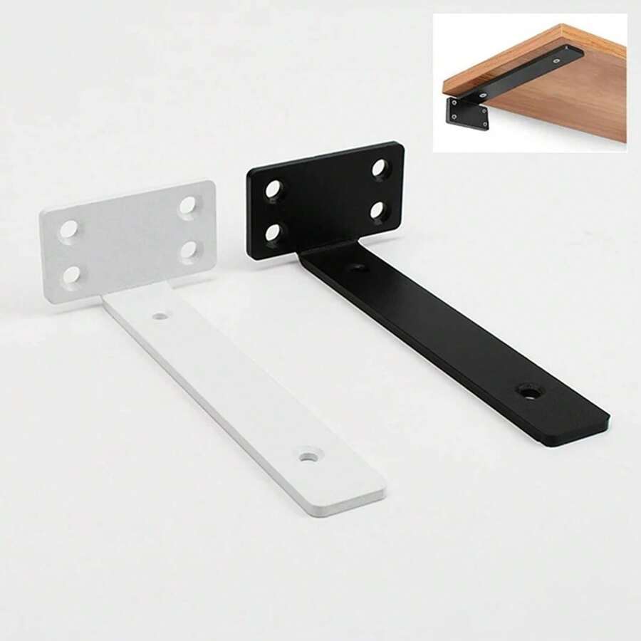 1 Juego de Soportes de Estantes de Hierro Fundido de Alta Resistencia Soportes de Estantes Flotantes Soportes en L Invisibles de 4MM de Grosor para Soporte de Estantes - 8 pulgadas blancas - Ver 1