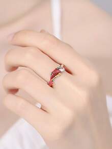 1 pezzo Anello di gioielleria vintage alla moda con motivo pesce carpa in cloisonné, regalo di gioielli per uso quotidiano