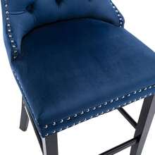 Aoowow Velvet Upholstered Counter Height Bar Stools Set Of 2, Counterstool Seat Height 27.2", Wingback Armless Bar Chairs Button Tufted With Solid Wood Legs For Kitchen Island Bar Area(Blue) - Màu xanh lam - Xem 6