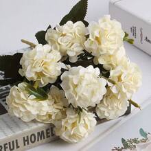 20 Heads Luxury Silk Hydrangea Bouquet Real Touch Artificial Flowers For Wedding Centerpieces, Bridal Shower, Home Table Decor - 白色 - 查看 1