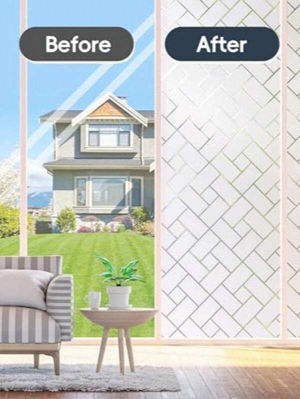 1 Rolle 60cm x 300/500/1000cm, diamantförmiger diagonaler Gitterfrost selbstklebender Glasfilm, Innen- und Außenglastür und Fenster Sichtschutzfolie, abziehbar und klebbar Isolierfolie, rückstandslos klebende statische Elektrizität Sichtschutzaufkleber