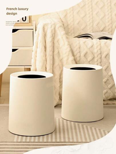 Neuer zweischichtiger cremefarbener/Schreibtisch zweischichtiger cremefarbener Stil Mülleimer, einfarbig, luxuriöser minimalistischer, sehr attraktiv, großer Papierkorb für Büro, Wohnzimmer, Schlafzimmer, luxuriöser minimalistischer cremefarbener nordischer Stil Großraum-Mülleimer für Zuhause, Wohnzimmer, Schlafzimmer, Badezimmer