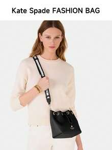 Kate Spade Túi đeo chéo Emma Small Bucket Bag Spade Flower dành cho nữ Túi da đen đeo vai Túi xách nữ Ví có khóa rút Túi cầm tay thường ngày có dây đeo có thể tháo rời và điều chỉnh - màu đen - Xem 2