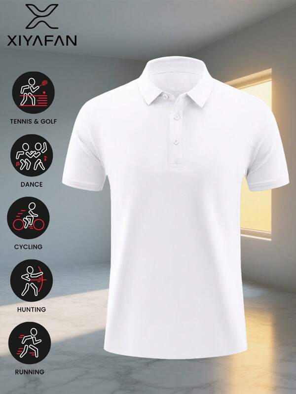 Wit poloshirt voor heren (zomer 2025) – snel drogend golfshirt met ijszijden revers voor alle maten (XS tot XXL) | Ademend, lichtgewicht en effen ontwerp voor buitensporten, zakelijke en casual kleding (1 stuk)