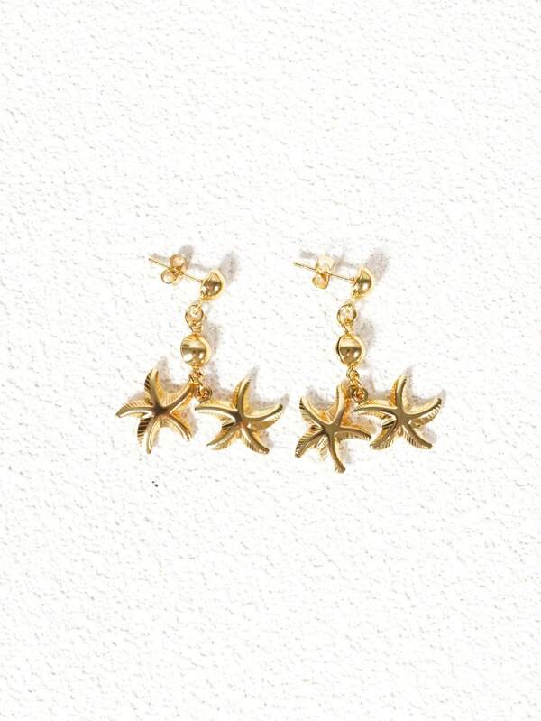 1 Pair Luxury Alloy Shell, Starfish Pendant Earrings, Bohemian Beach Ocean Themed Hanging Earrings, Simple Daily Versatile Jewelry Accessory, Women Gift For Friends & Valentine's Day