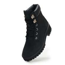 Timberland 女士馬丁靴日常戶外厚底耐磨高筒靴經典黑色休閒靴A5NYY015 - 黑色 - 查看 5