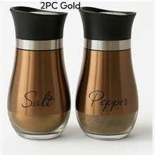 2 Pieces/3 Pieces(Including Storage Rack) Set Of Salt And Pepper Shaker Bottles, Seasoning Bottles, Glass Spice Jars, Kitchen Tools, Camping Barbecue, RV Travel Cute Spice Bottles,School Supplies