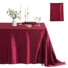 1 PC Ruisita Satin Party Table Cover Wedding Rectangle Bright Silk Smooth Fabric Tablecloth Decor For Wedding Banquet Christmas Party Table Decoration,