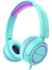 Auriculares para niños V1, auriculares estéreo plegables sin enredos 3,5mm ajustables en la oreja para niños para la escuela/niños/niños/adolescentes/niños/niñas//Tablet//teléfonos/Viajes/avión (verde) - Autocaravanas verdes - Ver 1