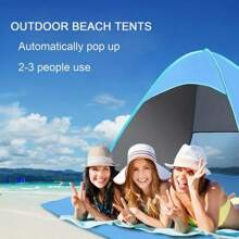 Compact & Durable Pop-Up Beach Tent With 50+ UPF Sun Protection, Portable All-Season Shelter For Outdoor, Pool, Or Holiday Gifts (Blue), Beach Tent Sun Protection, Sturdy Pole Support, Blue. - 藍色 - 查看 8