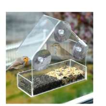 House Transparent Window Wild Bird Feeder Outdoor Removable Suction Cups Sliding Automatic Birds Feed Tray For Garden Patio Yard - 白色 - 查看 1