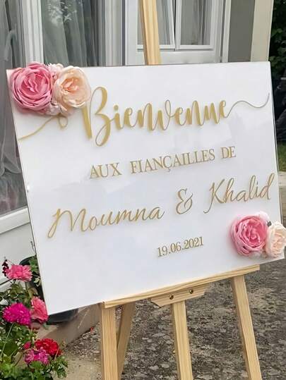 1 pieza Letrero direccional de boda de 48*40cm de acrílico, pizarra transparente para boda, fiesta de cumpleaños