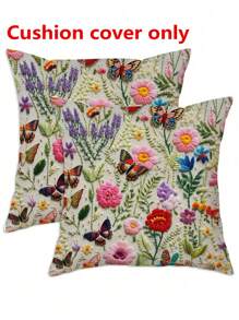 (Apenas Capa de Almofada) 2 Peças Capa de Almofada de Veludo de Pele de Pêssego com Impressão Floral de Pássaro, Capa de Almofada com Impressão por Sublimação, Decoração para Casa, Sala de Estar, Sofá, Quarto, Carro, Escritório, Estilo Rústico, Sem Enchimento de Almofada