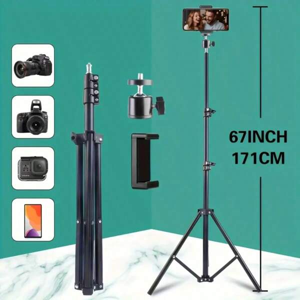 Trípode extensible con soporte para teléfono, adecuado para teléfonos Android, regalo de Navidad perfecto, decoración para oficina, dormitorio, hotel, fiesta, restaurante para vacaciones de verano, viajes, actividades al aire libre, transmisión en vivo, grabación estable de palos de selfie para el teléfono