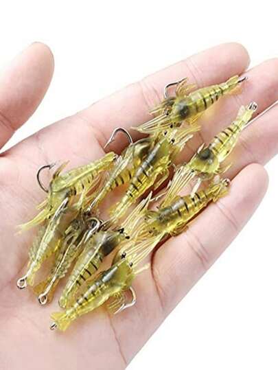 Set de 30 piezas de cebos suaves para camarón, anzuelos para camarón de imitación para agua salada, señuelos de camarón suaves para pesca en agua dulce y salada de lubinas, truchas y salmones, adecuado para pesca al aire libre, un regalo sorpresa para el abuelo, el papá y los amigos que aman la pesca