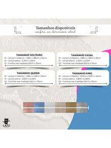 Latu Magazine Lençol  4Peças Casal\Queen\King 200 Fios Percal Bordado Inglês Super Macio Jogo Cama Elástico - Azul - Visão 6