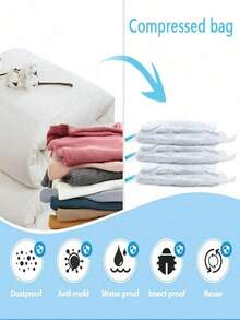 1/5/10pcs, Extra Large Vacuum Transparent High Quality Compression Storage Bags, Portable Storage Bags For Travel Essentials, Clothes, Bedding, Blankets, Bedding, Etc. Manual Vacuum Pump Compression Bag Set, No Electricity Required, Transparent Vacuum Compression Storage Bags - Multicolor - View 4