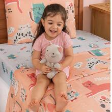 3-Piece Children's Sheet Set, Fun, Colorful Prints, Elastic - Kitten - View 1